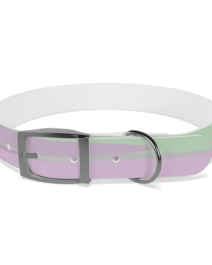 Pastel Lavender Purple and Soft Green Patches Large Dog Collar