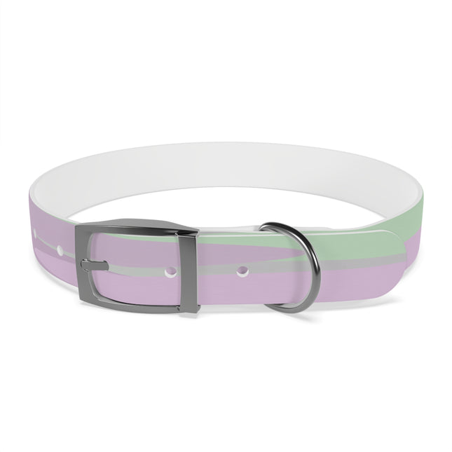 Pastel Lavender Purple and Soft Green Patches Large Dog Collar