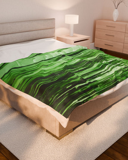 Striped Mint Pastel Velveteen Plush Blanket, 60" x 80"
