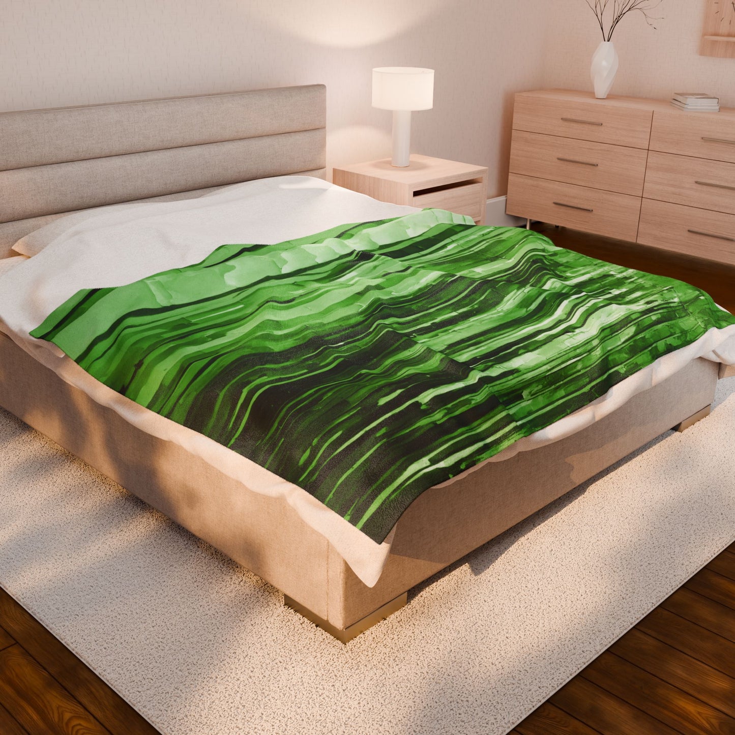 Striped Mint Pastel Velveteen Plush Blanket, 60" x 80"