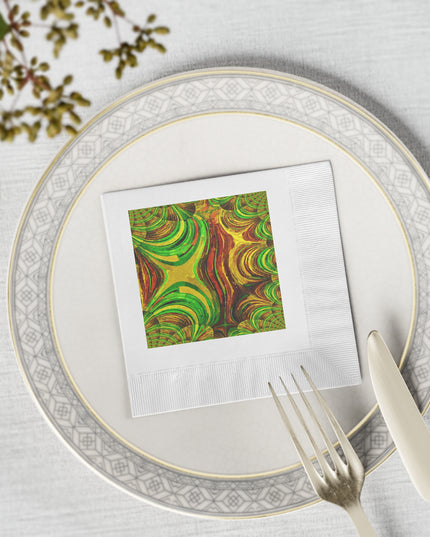 Uzi Spiral Beta White Coined Napkins, 4.8" x 4.8"
