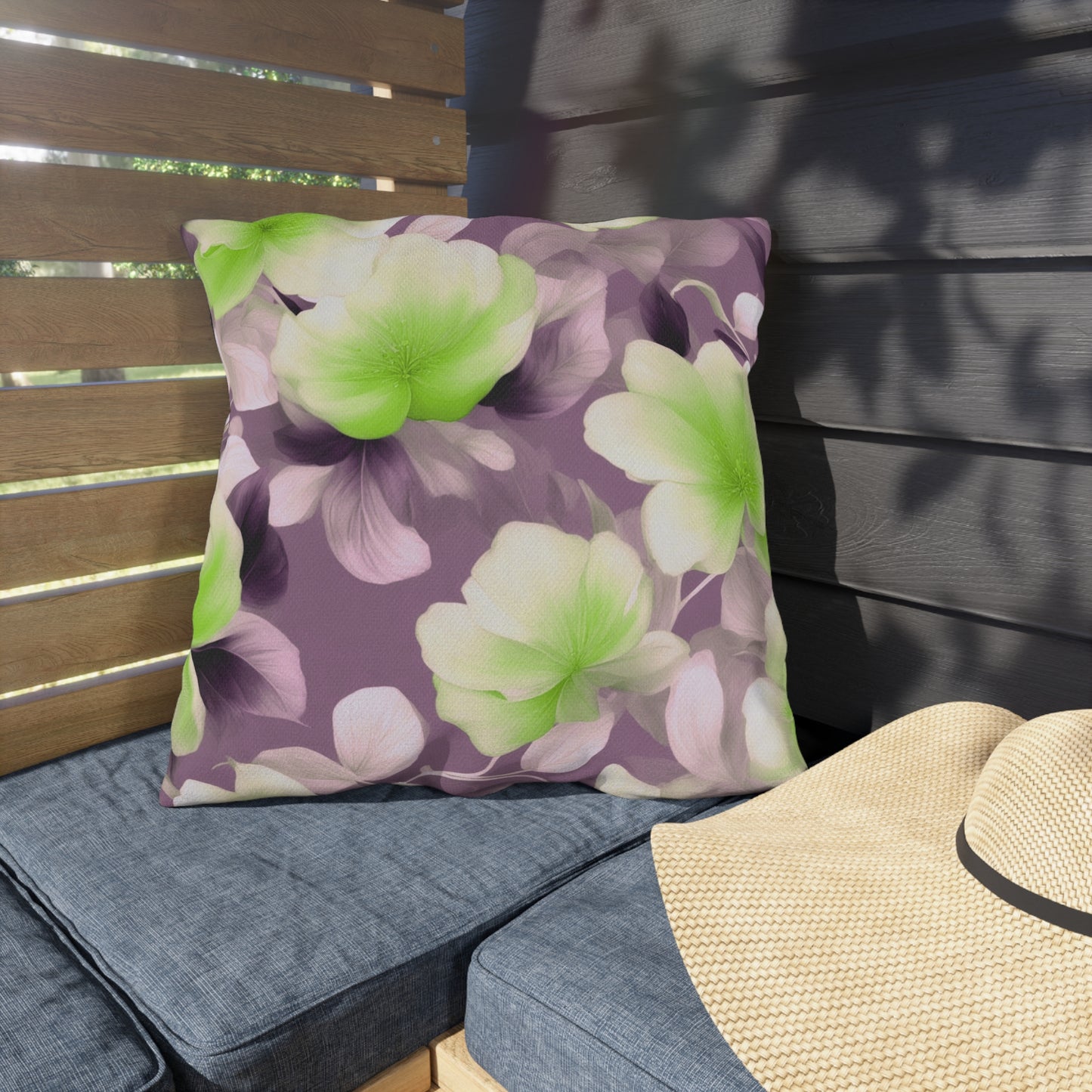 Lime Lavender Floral Bunch 20" x 20" Outdoor Pillow