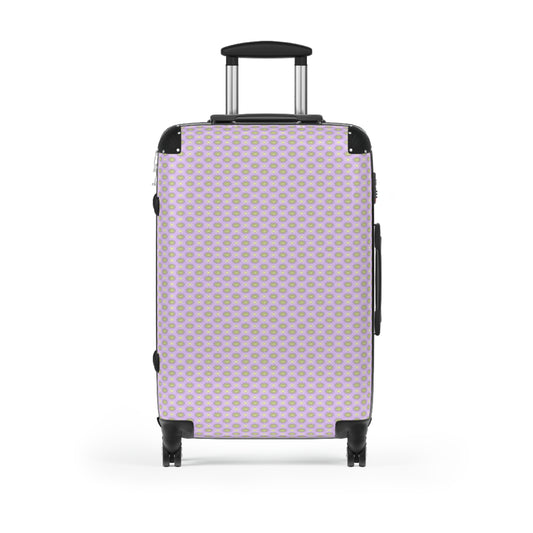 Magenta Star-crossed Bodies Medium Suitcase with built in lock, 4 double-wheels, telescopic handle, and ABS back hard-shell