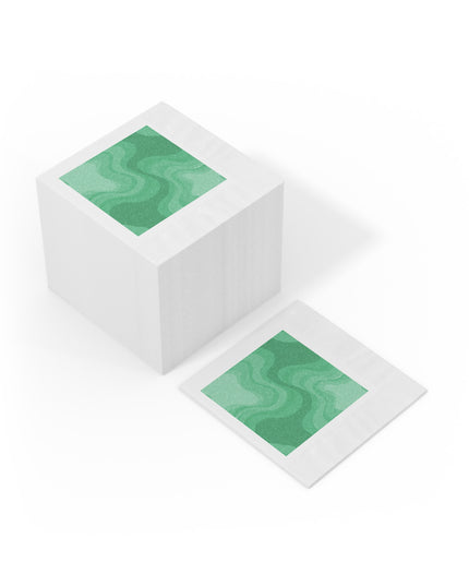 Mint Green Wavey White Coined Napkins, 6.5" x 6.5"
