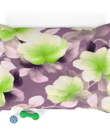 Lime Lavender Floral Bunch Pet Bed, 40" × 30"