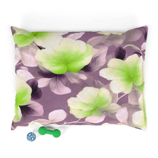 Lime Lavender Floral Bunch Pet Bed, 40" × 30"
