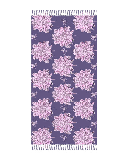 Magenta Floral Butterflies 38" × 81" Boho Beach Cloth