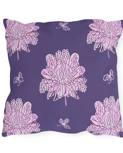 Magenta Floral Butterflies 18" x 18" Outdoor Pillow