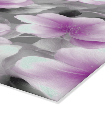 Purple Blossom Floral Bunch Glass Cutting Board, 8" x 11"