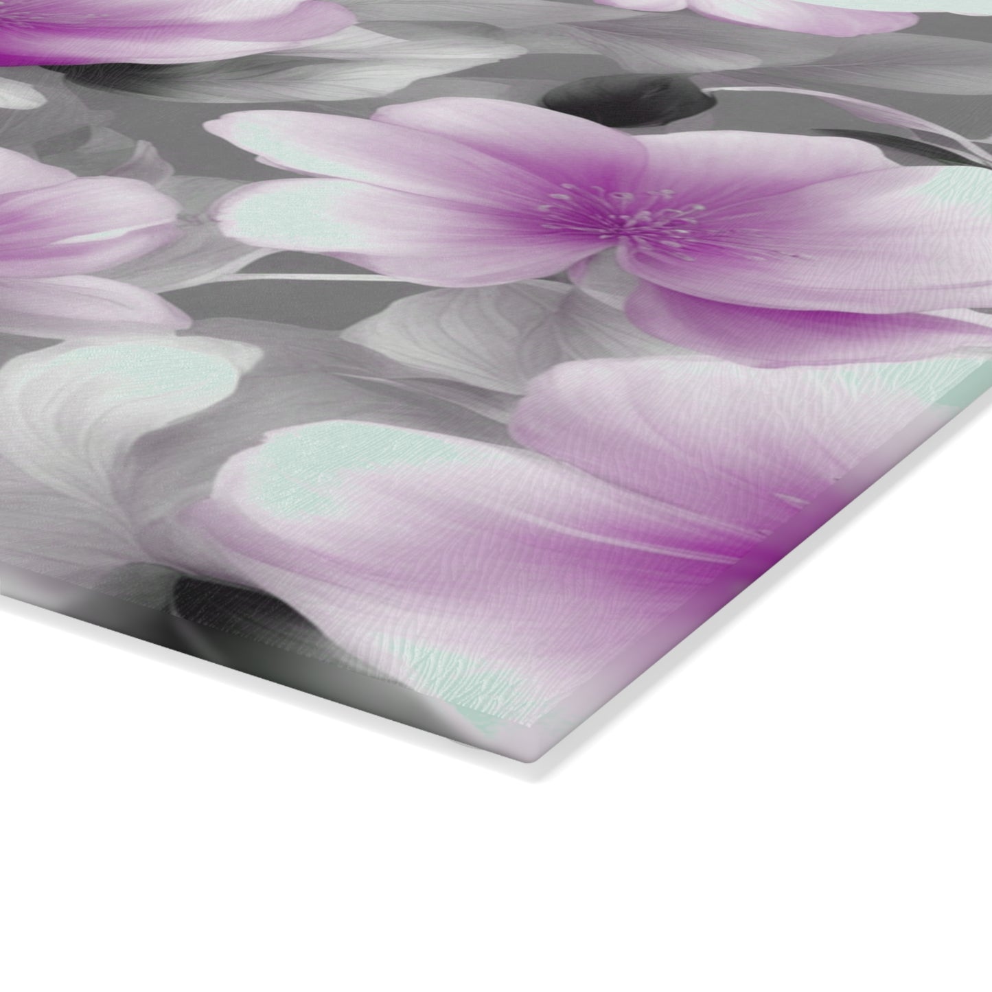 Purple Blossom Floral Bunch Glass Cutting Board, 8" x 11"