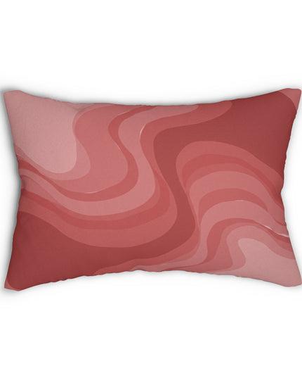 Power Red Wavey Spun Polyester Lumbar Pillow, 20" x 14"