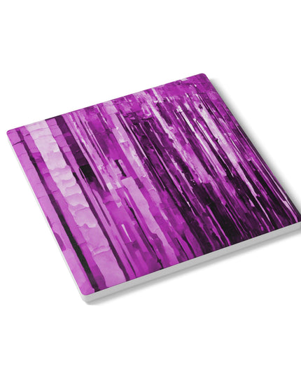 Striped Powder Lavender 4" x 4" Square Ceramic Coaster