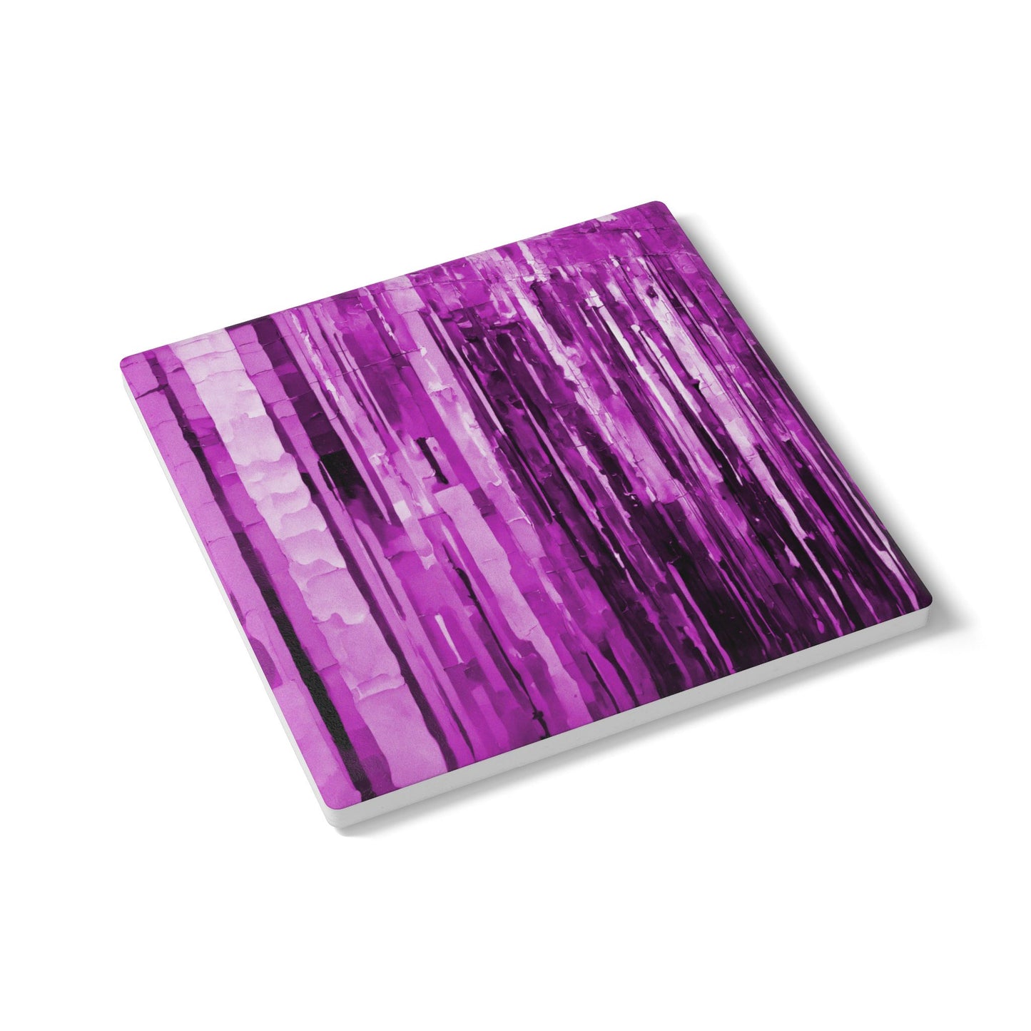 Striped Powder Lavender 4" x 4" Square Ceramic Coaster