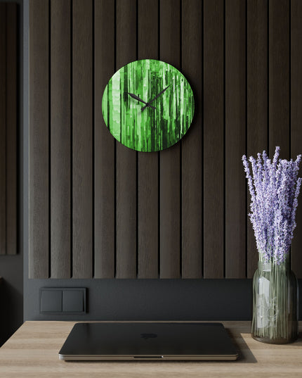 Striped Mint Pastel Acrylic Wall Clock, Round or Square, 10.75" x 10.75"