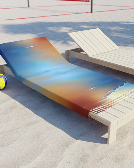 Blue Sea Red Orange Fog 38" × 81" Boho Beach Cloth