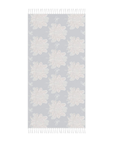 Rose White Floral Butterflies 38" × 81" Boho Beach Cloth