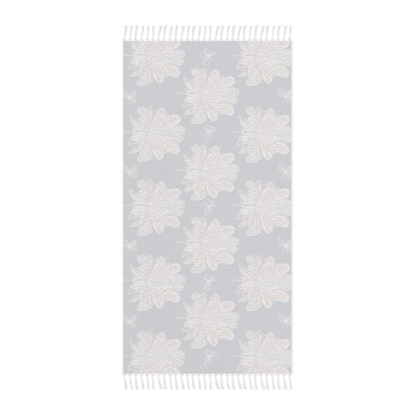 Rose White Floral Butterflies 38" × 81" Boho Beach Cloth