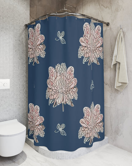 Rose White Floral Butterflies Shower Curtain, 71" x 74"