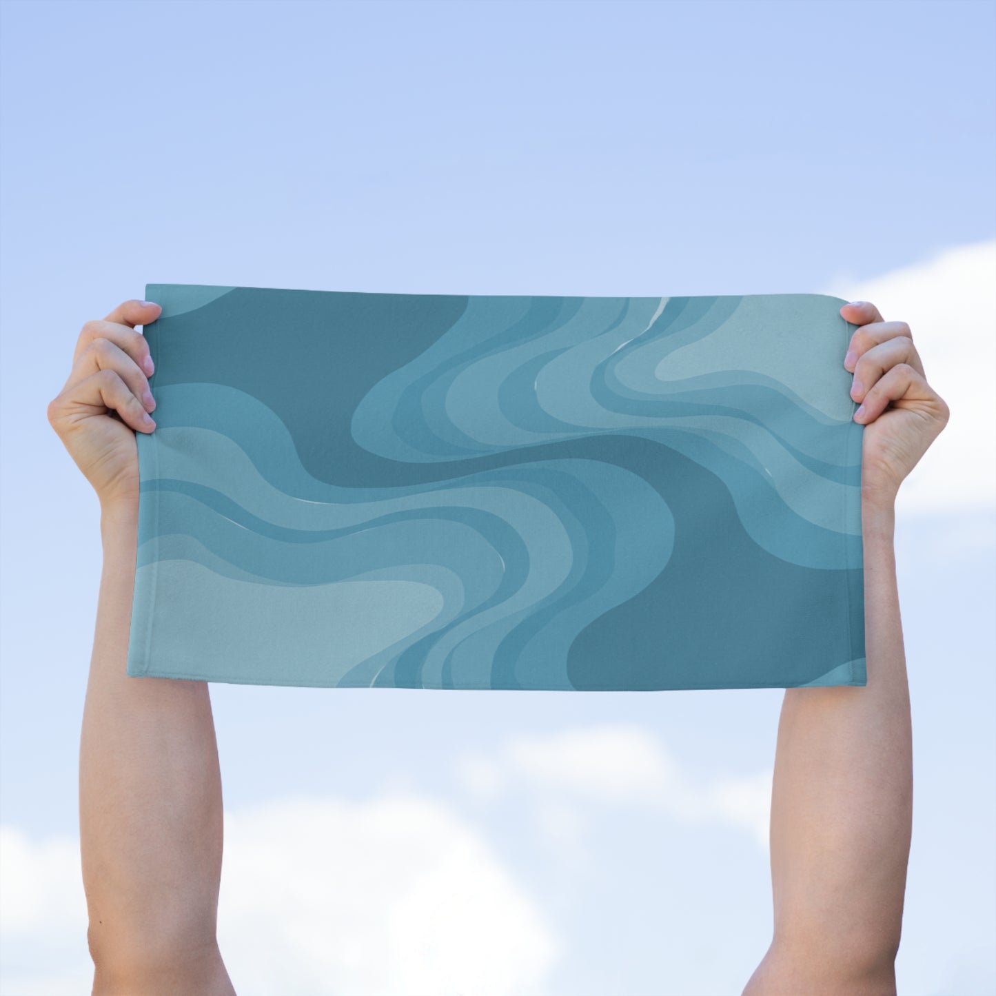 Sky Blue Wavey Rally Towel, 11" x 18"