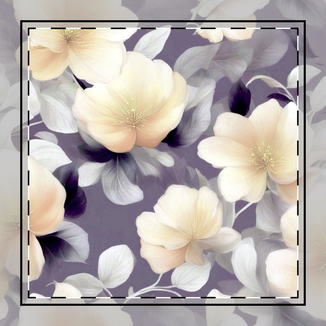 White Blush Floral Bunch Cotton Twill Napkin, 10" x 10"