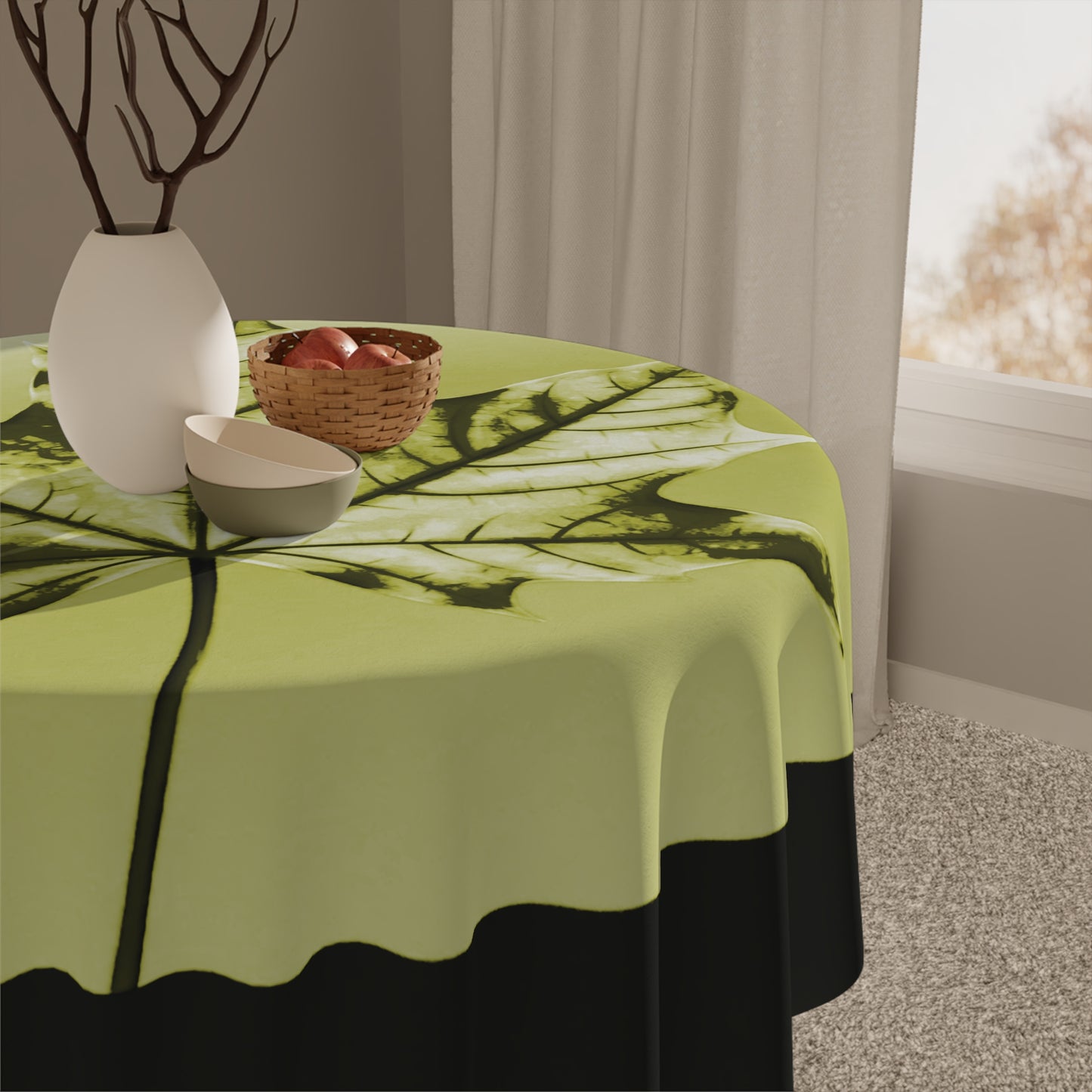 Lemongrass Maple Leaf Tablecloth, 55" x 55"