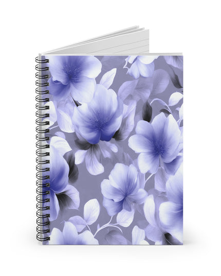 Indigo Blossom Floral Bunch Spiral Notebook - Ruled Line, 6" x 8", 118 pages