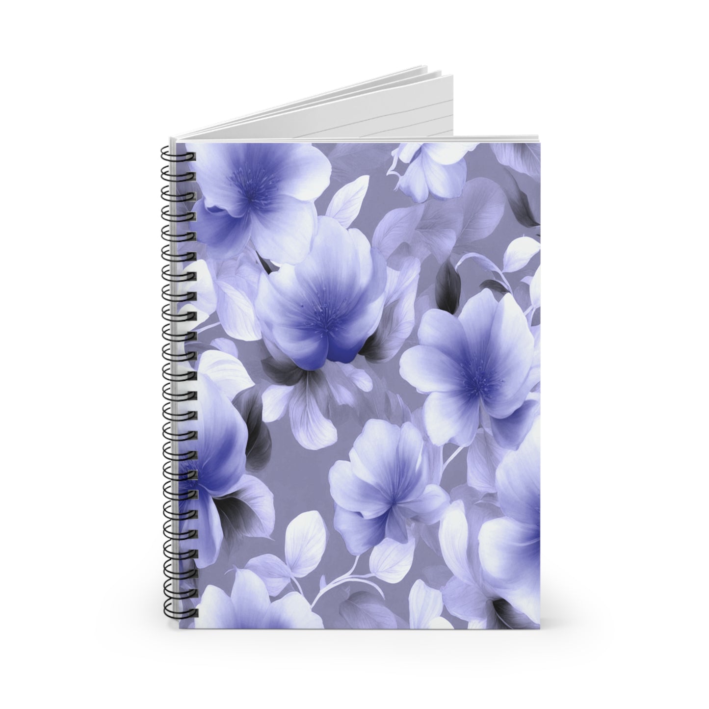 Indigo Blossom Floral Bunch Spiral Notebook - Ruled Line, 6" x 8", 118 pages