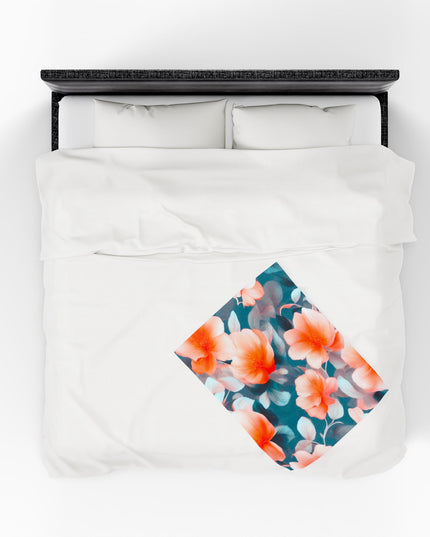 Orange Blossom Floral Bunch Velveteen Plush Blanket, 30" x 40"