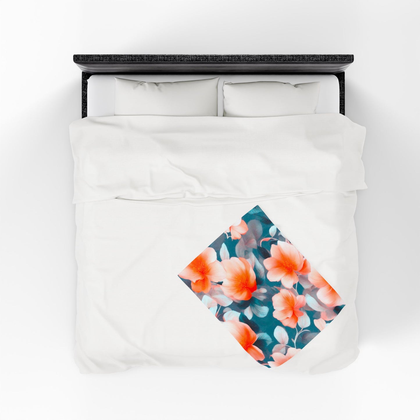Orange Blossom Floral Bunch Velveteen Plush Blanket, 30" x 40"