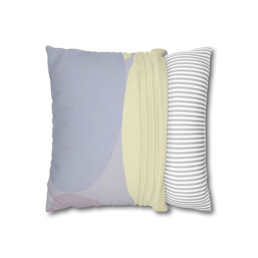 Pastel Soft Blue and Soft White Patches Spun Polyester Square Pillowcase, 14" x 14"