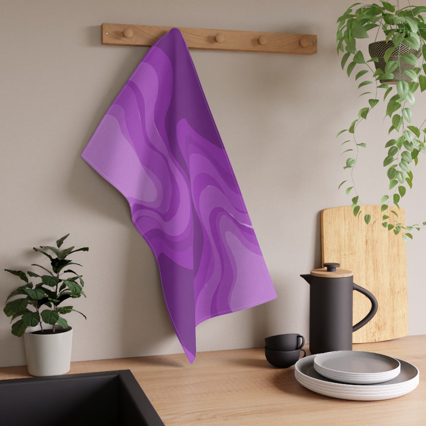 Wavey Purple Wavey Tea Towels (cotton, poly), 18" x "30