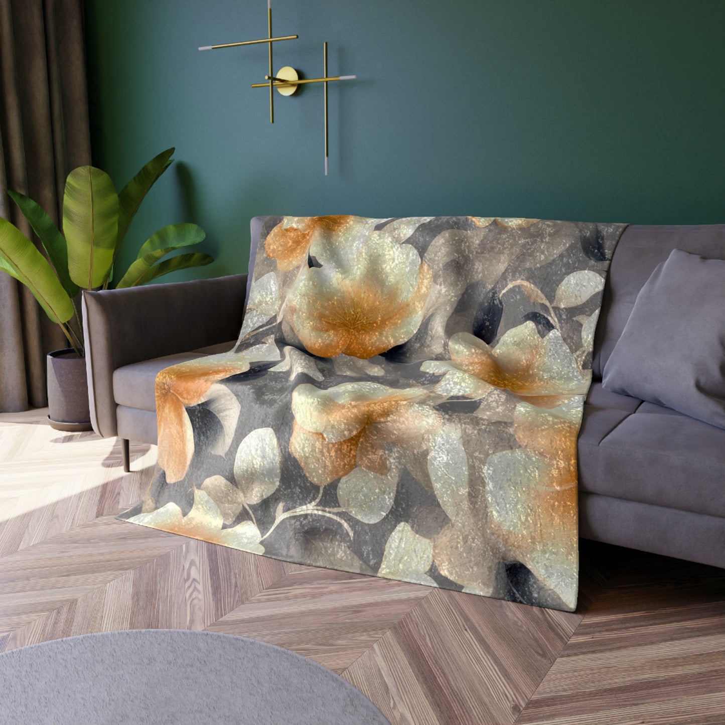 Soft Blossom Floral Bunch Crushed Velvet Blanket, 50" x 60"