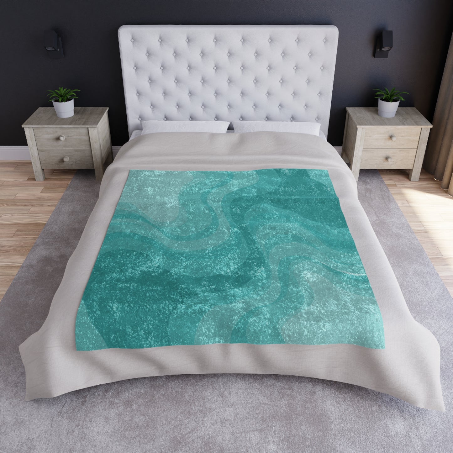 Tif Green Wavey 50" x 60" Crushed Velvet Blanket