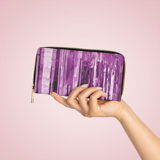 Striped Powder Lavender Elegant Abstract Zipper Wallet - Stylish & Functional Accessory for Everyday Use