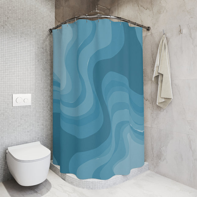 Sky Blue Wavey Shower Curtains, 71" x 74"