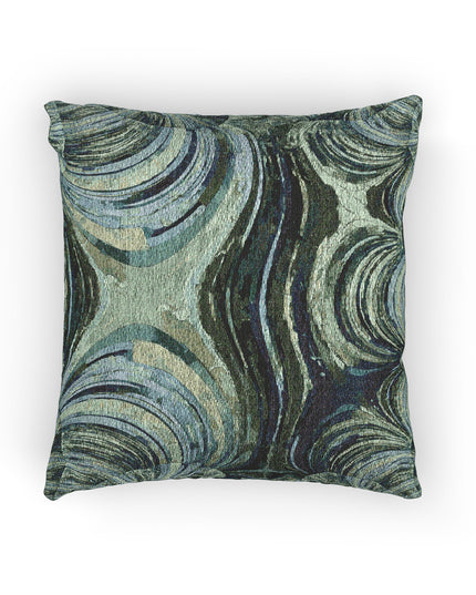 Uzi Spiral Blue Green Woven Pillow, 17" x 18"