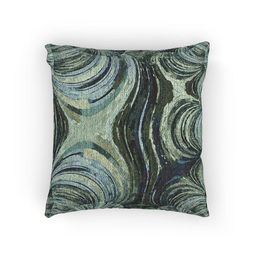 Uzi Spiral Blue Green Woven Pillow, 17" x 18"