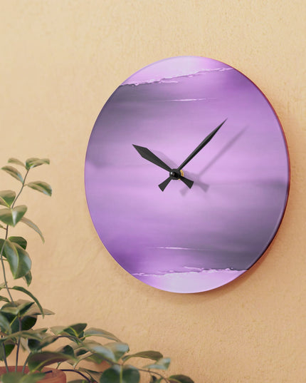 Dark Pink Sea Amethyst Fog Acrylic Wall Clock, Round or Square, 10.75" x 10.75"