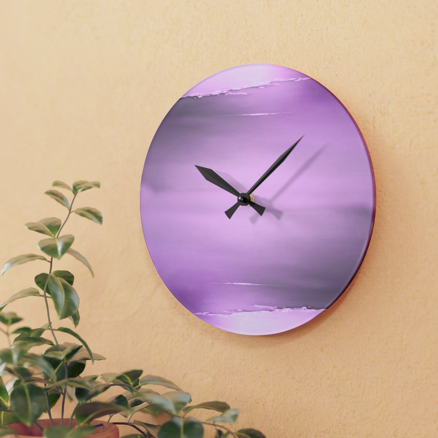 Dark Pink Sea Amethyst Fog Acrylic Wall Clock, Round or Square, 10.75" x 10.75"