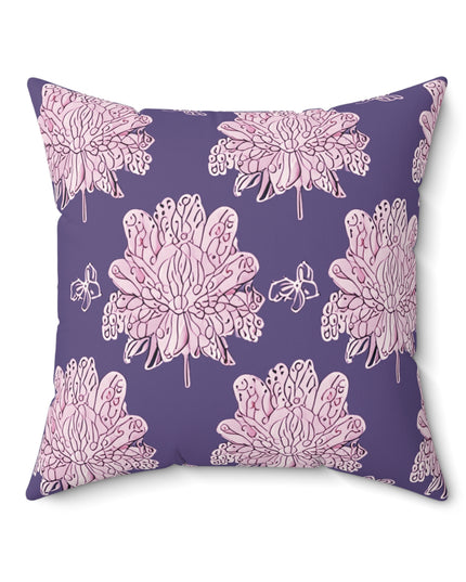 Magenta Floral Butterflies 20" x 20" Faux Suede Square Pillow