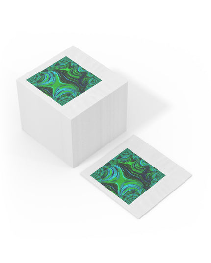 Uzi Spiral Blue Green White Coined Napkins, 6.5" x 6.5"