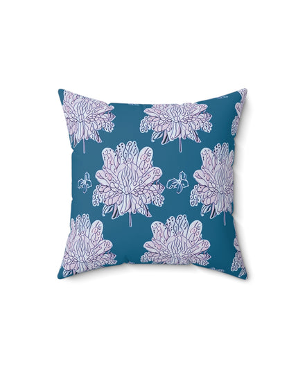 Lavender Floral Butterflies 14" x 14" Faux Suede Square Pillow