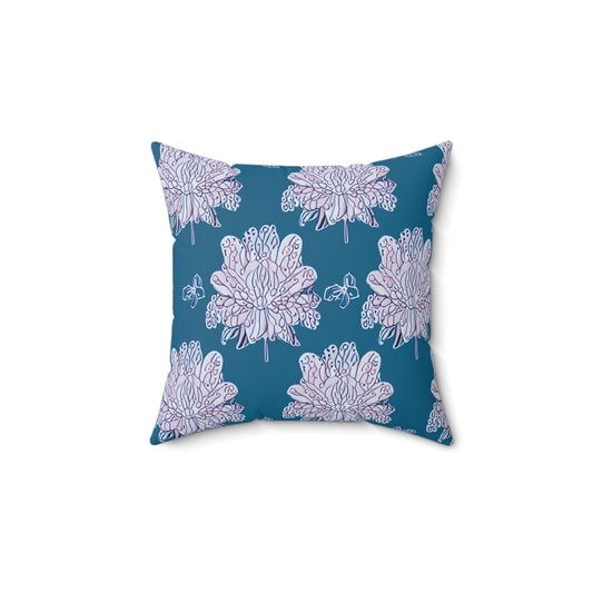 Lavender Floral Butterflies 14" x 14" Faux Suede Square Pillow