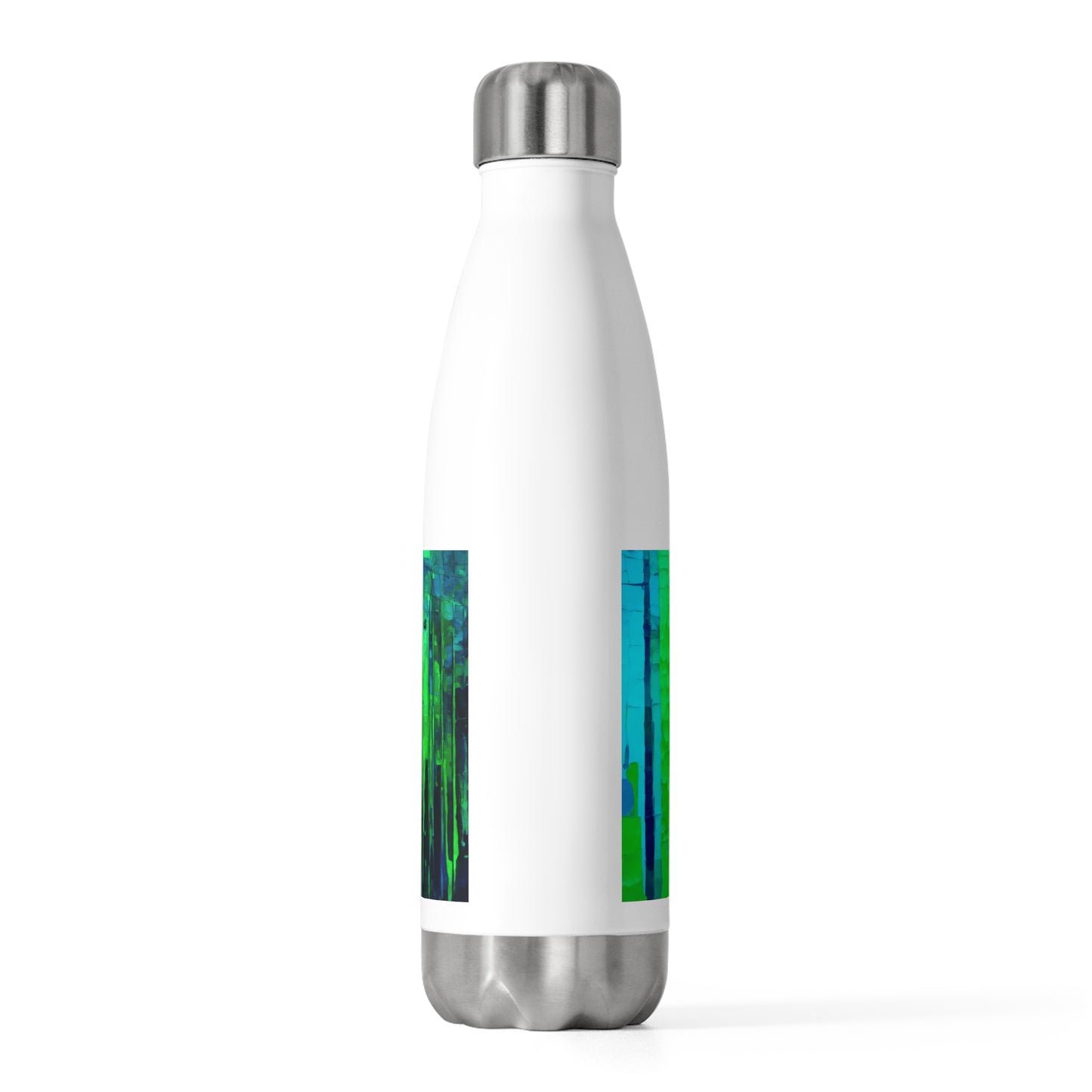 Striped Blue Green 20oz Insulated Water Bottle
