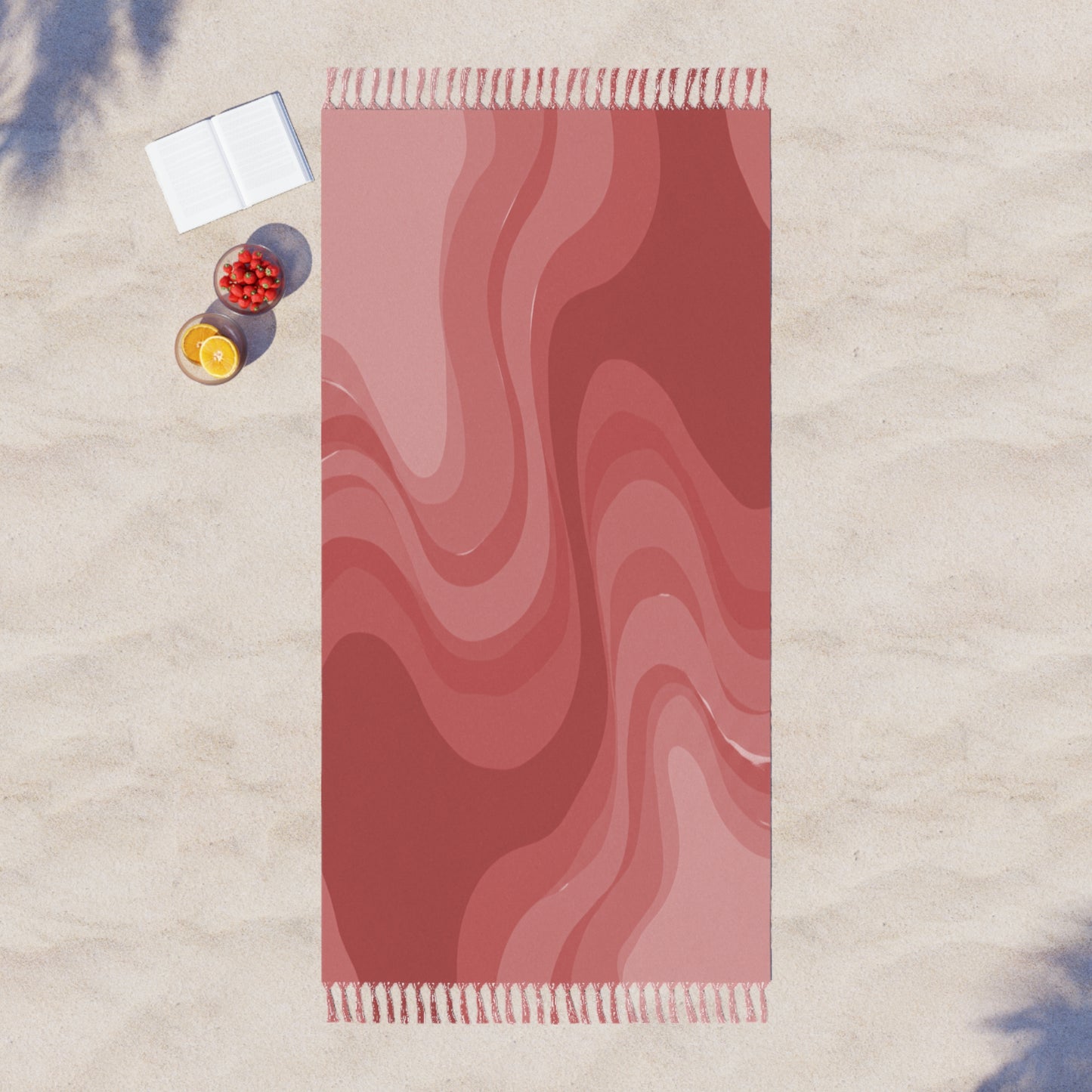 Power Red Wavey 38" × 81" Boho Beach Cloth