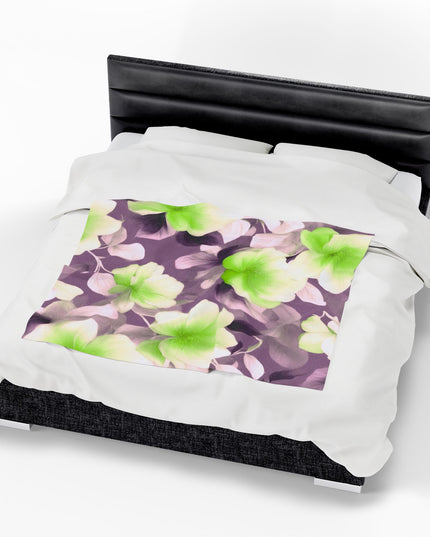 Lime Lavender Floral Bunch Velveteen Plush Blanket, 50" x 60"