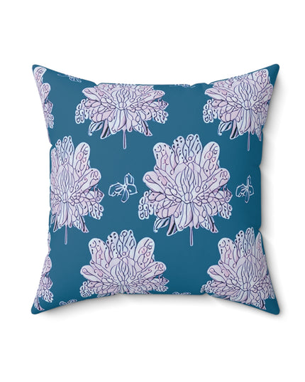 Lavender Floral Butterflies 18" x 18" Faux Suede Square Pillow