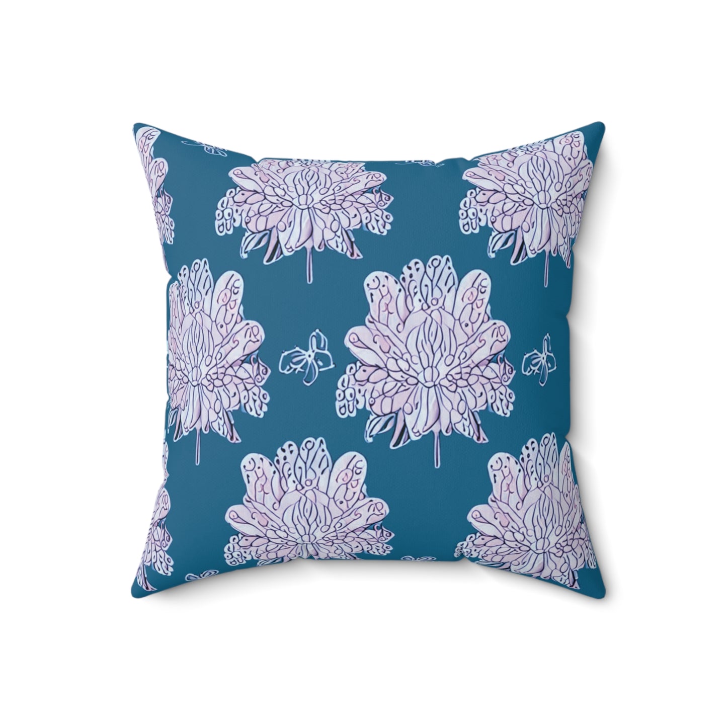 Lavender Floral Butterflies 18" x 18" Faux Suede Square Pillow