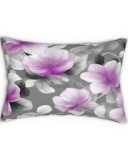 Purple Blossom Floral Bunch Spun Polyester Lumbar Pillow, 20" x 14"