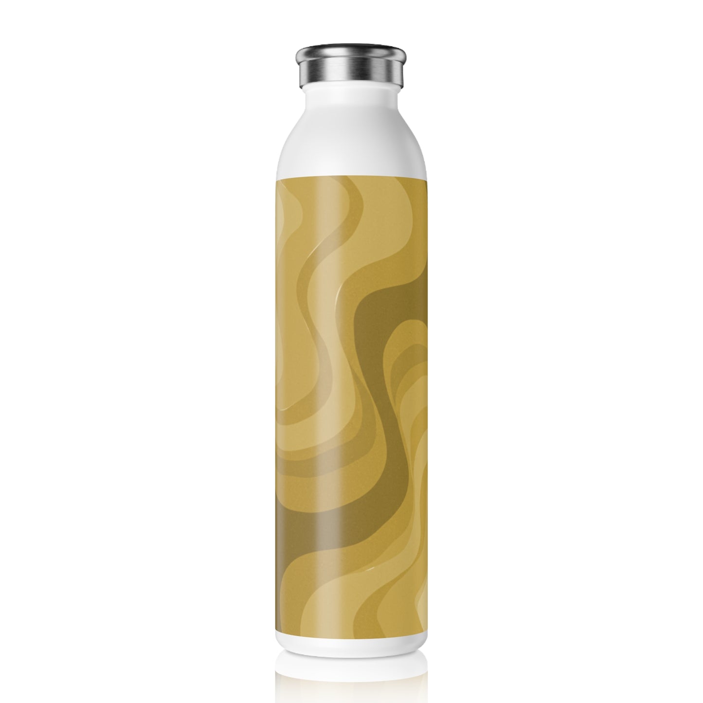 Brown Wavey Slim Water Bottle, 20 oz White